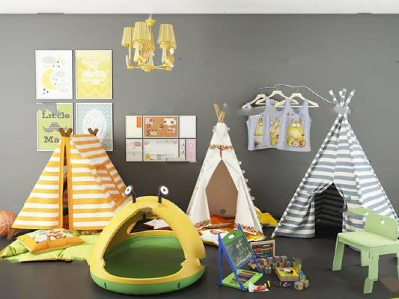 现代儿童帐篷床组合3D模型下载 现代儿童帐篷床组合3D模型下载