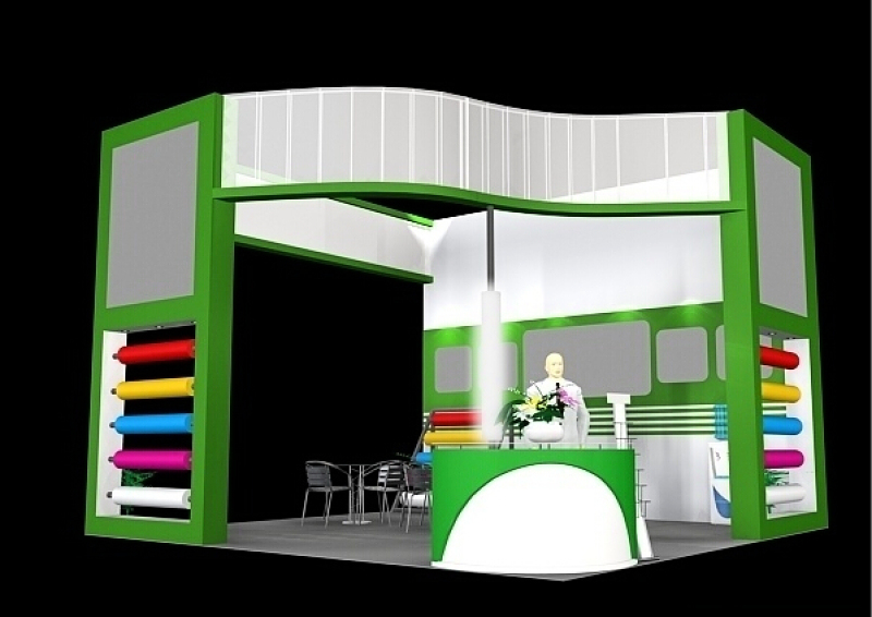 绿色办公区展览展台3Dmax模型