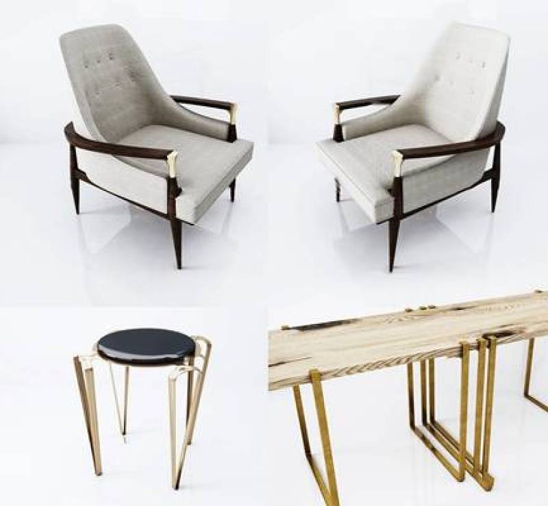 现代休闲椅圆凳桌台组合3D模型下载 现代休闲椅圆凳桌台组合3D模型下载