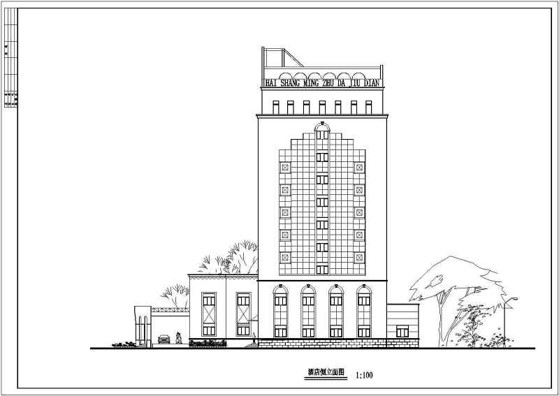 某地十层框架结构大酒店建筑方案设计图纸