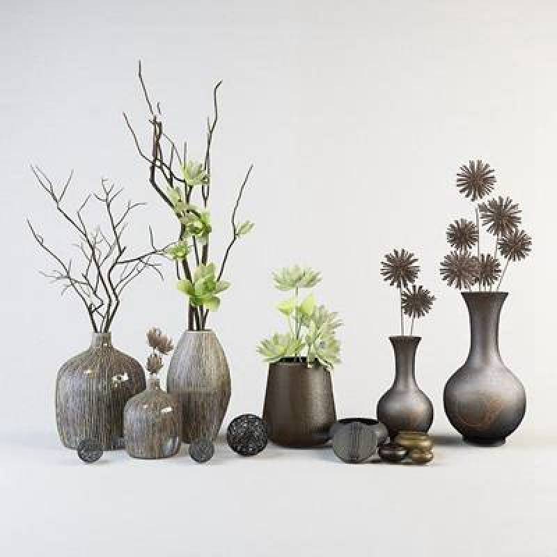 新中式花瓶插花3D模型下载 新中式花瓶插花3D模型下载