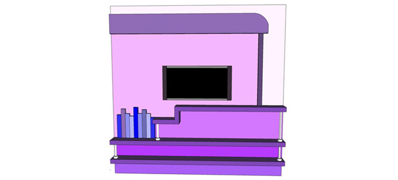 创意紫色电视背景墙skp模型