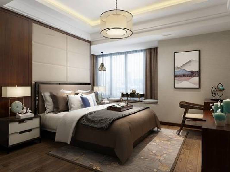 新中式主人房卧室3d模型下载 新中式主人房卧室3d模型下载