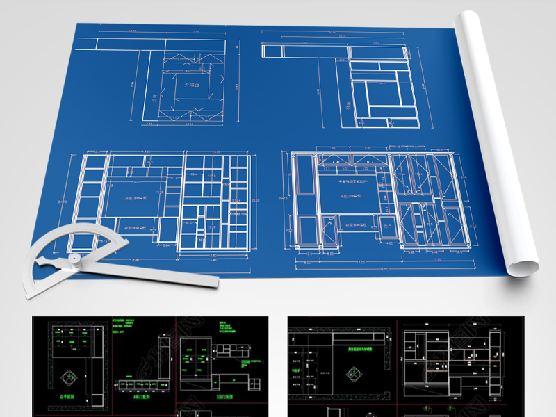 原创CAD整木家具设计图纸榻榻米柜子酒柜衣柜-版权可商用