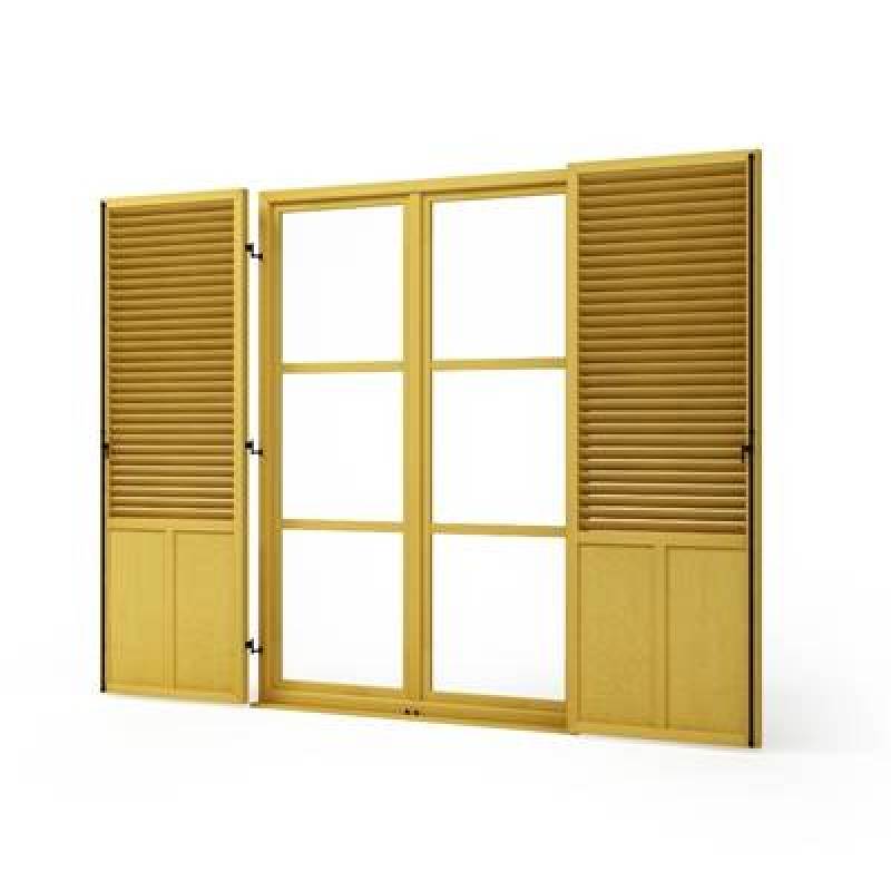 现代木艺落地窗3D模型下载 现代木艺落地窗3D模型下载
