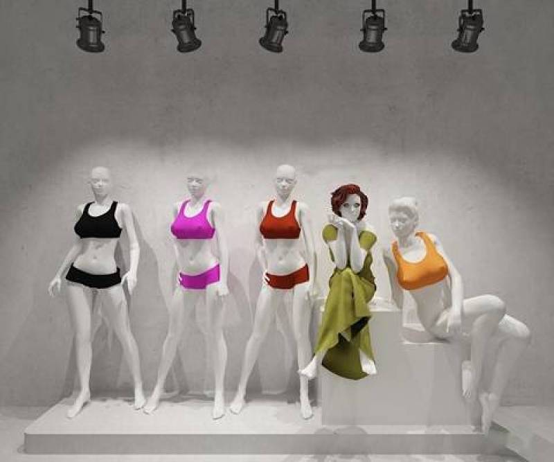 现代服装店女士内衣模特组合3D模型下载 现代服装店女士内衣模特组合3D模型下载