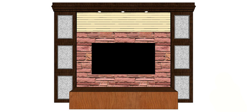 现代仿古砖头电视背景墙skp模型