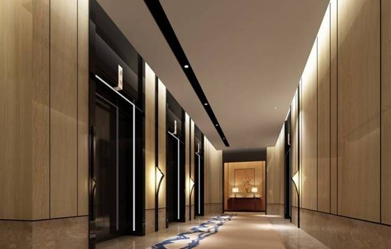 现代原木色酒店电梯间3d模型下载 现代原木色酒店电梯