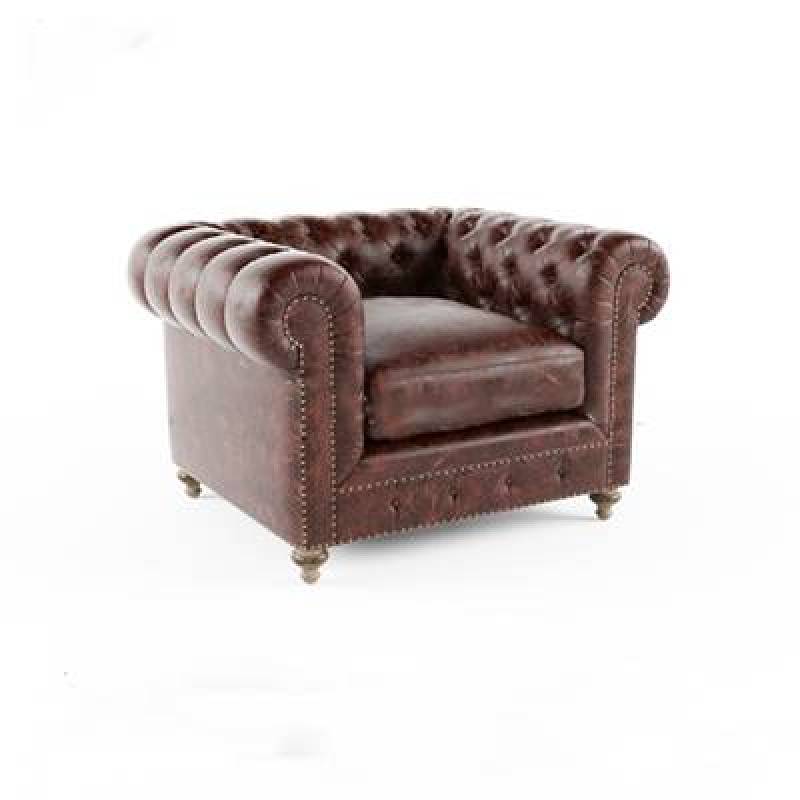 欧式棕色皮革单人沙发3D模型下载 欧式棕色皮革单人沙发3D模型下载