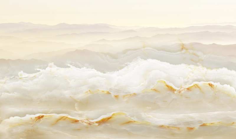 米黄大理石山水创意中式玄关屏风图片