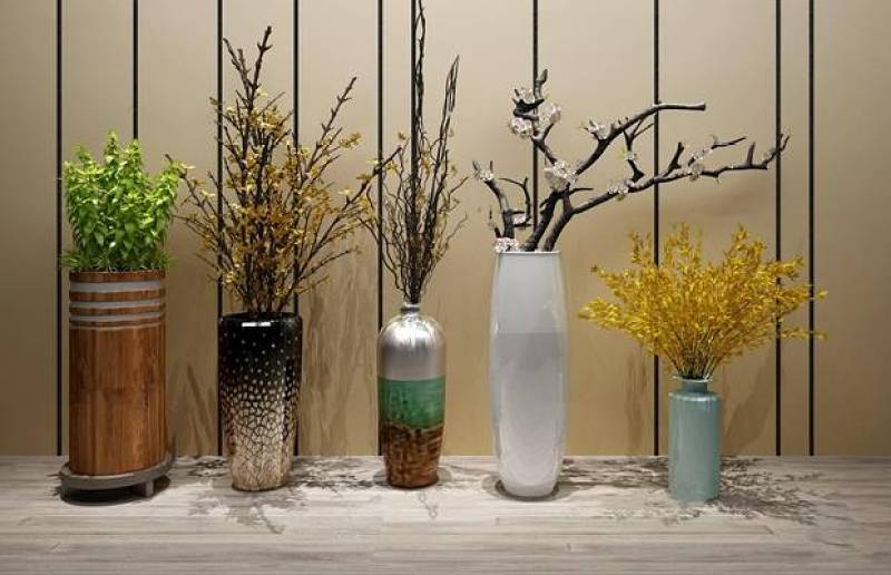 中式陶瓷花瓶插花组合3D模型下载 中式陶瓷花瓶插花组合3D模型下载