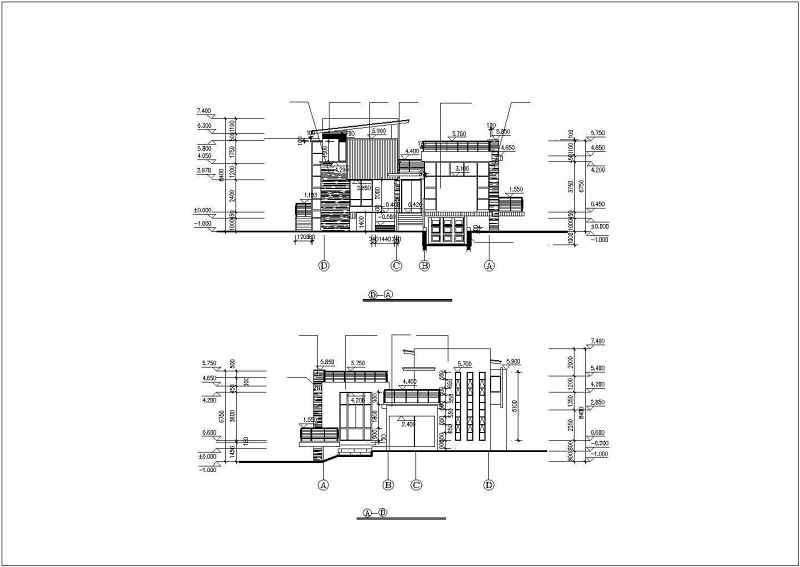 四层山地别墅建筑设计施工图