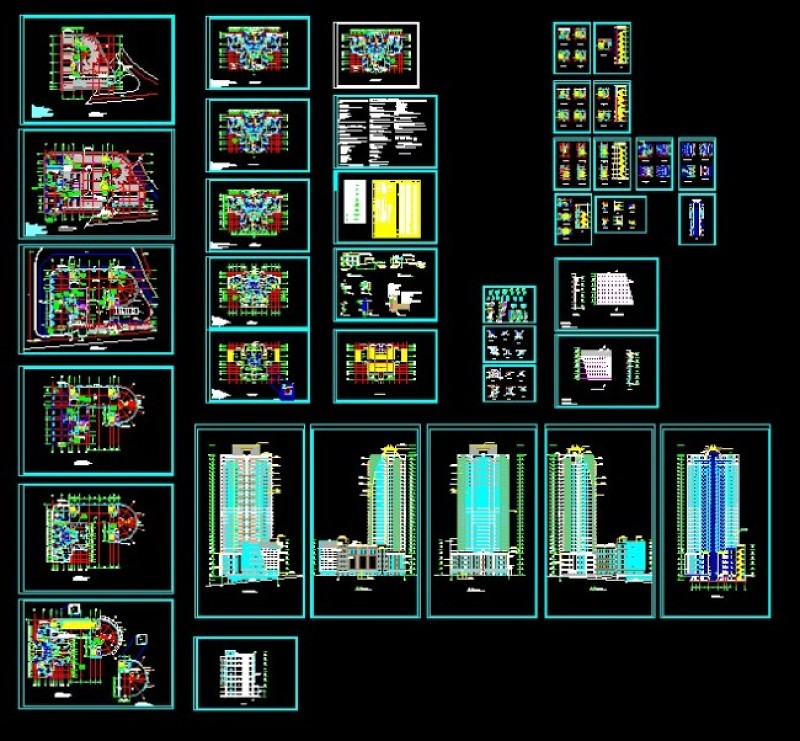 一套32层高层住宅建筑cad素材