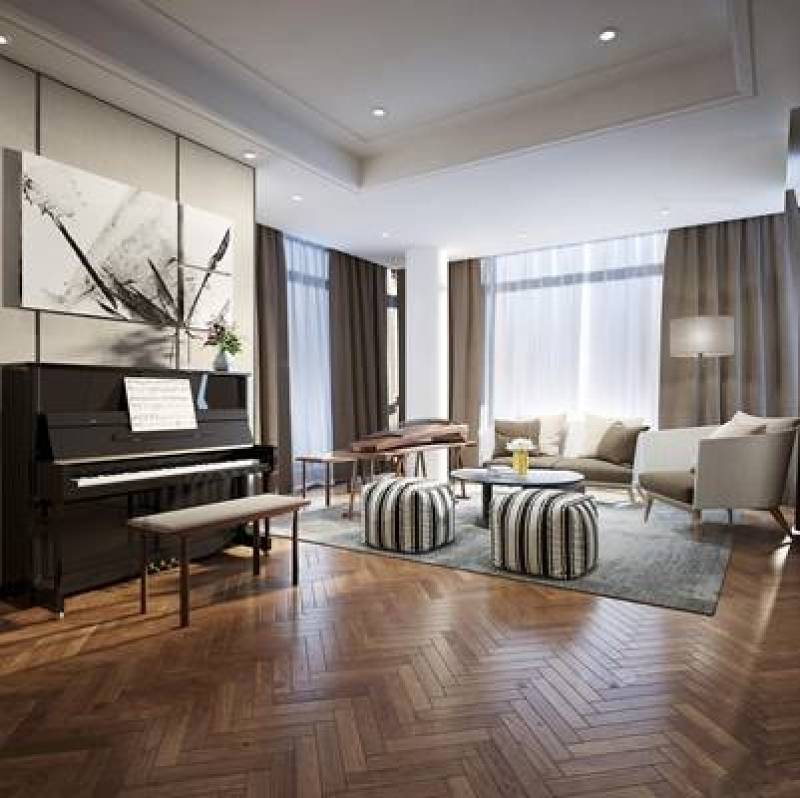 现代北欧客厅钢琴组合3D模型下载 现代北欧客厅钢琴组合3D模型下载