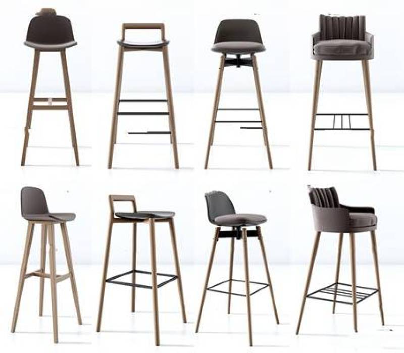 现代实木吧台椅组合3D模型下载 现代实木吧台椅组合3D模型下载