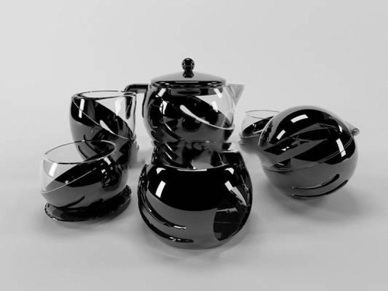 黑色茶壶茶杯组合现代简约 茶杯 茶具 茶壶 玻璃制品3D模型下载 黑色茶壶茶杯组合现代简约 茶杯 茶具 茶壶 玻璃制品3D模型下载
