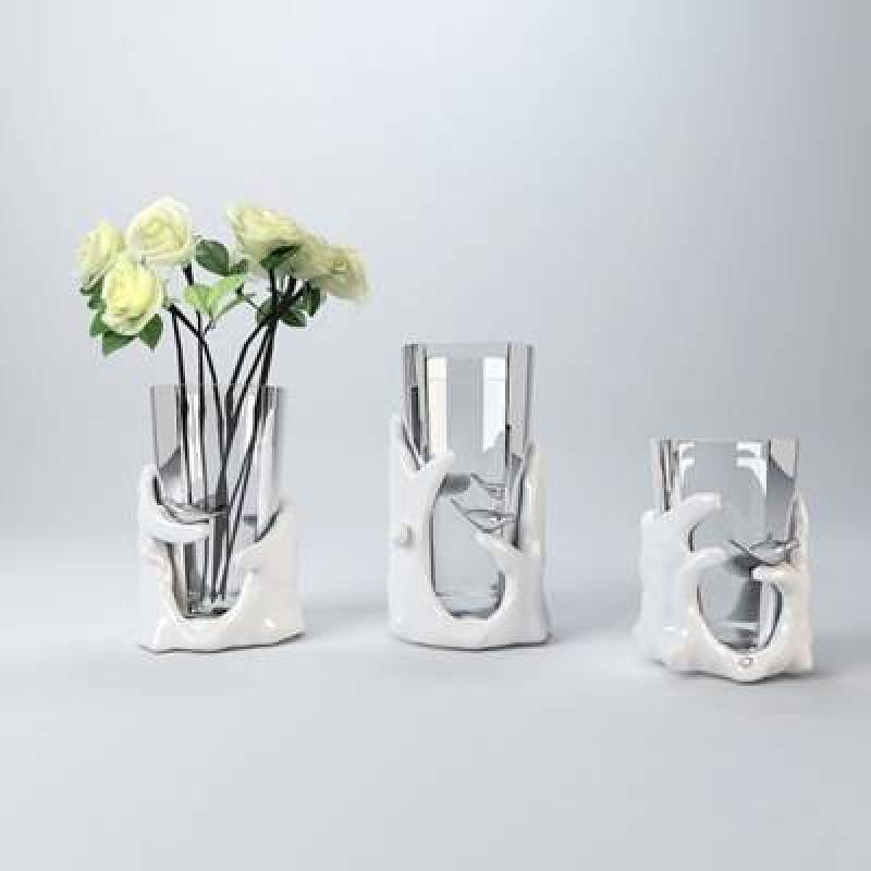 白色圆柱形陶艺花瓶3D模型下载 白色圆柱形陶艺花瓶3D模型下载