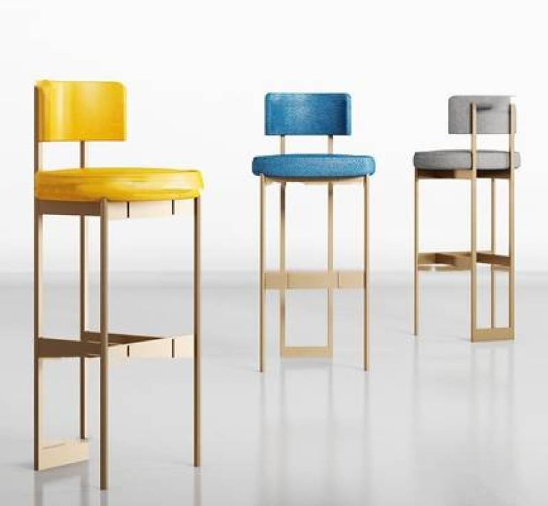 现代金属皮革吧椅组合3D模型下载 现代金属皮革吧椅组合3D模型下载