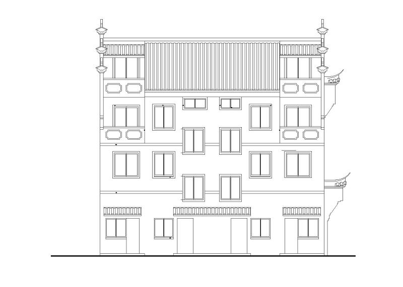 农村徽派马头墙住宅楼施工图（CAD）