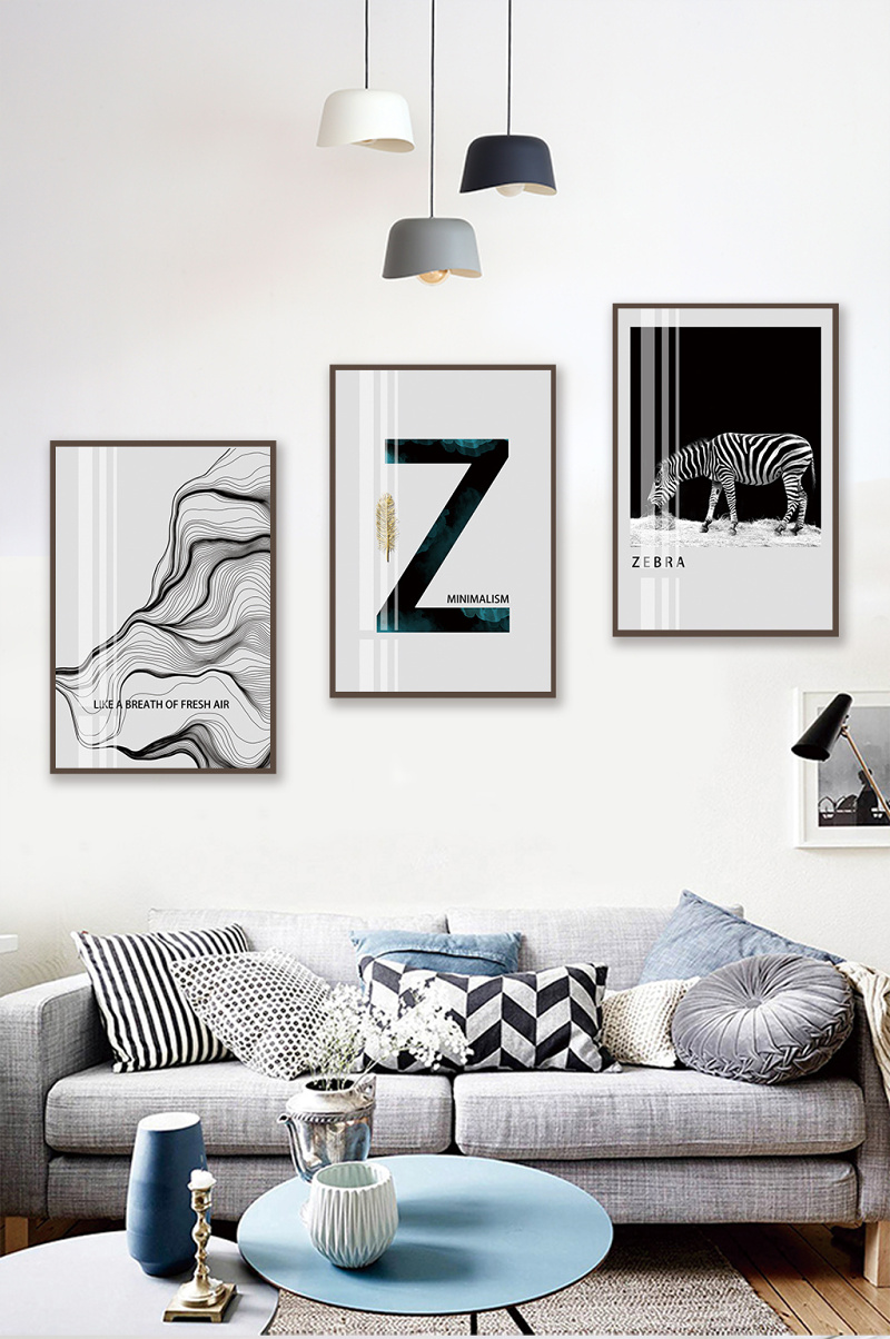 简欧抽象线条斑马创意晶瓷客厅卧室装饰画