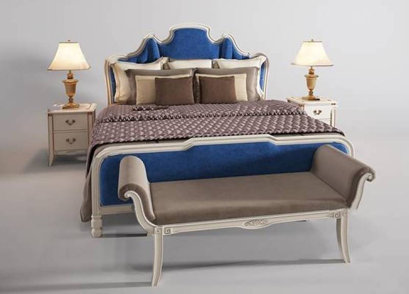 欧式双人床床头柜台灯组合3D模型下载 欧式双人床床头柜台灯组合3D模型下载