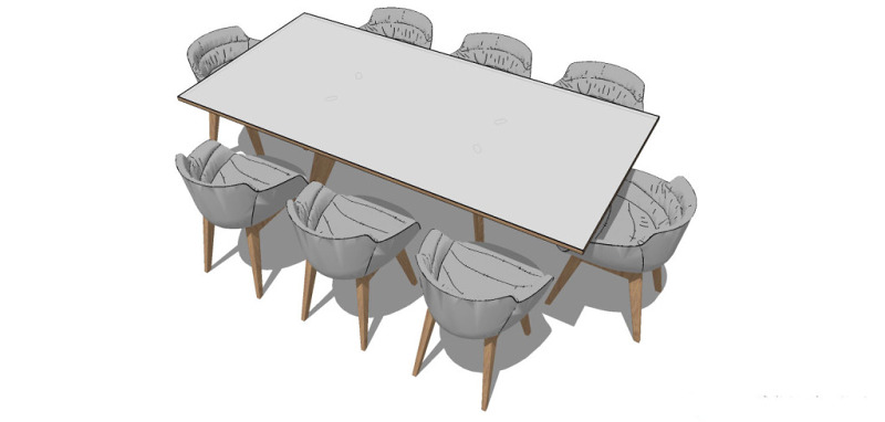浅色舒适桌子su模型综合效果图