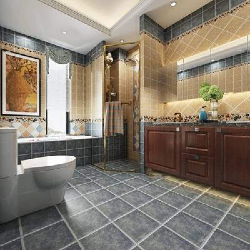 美式浴室卫生间3D模型下载 美式浴室卫生间3D模型下载