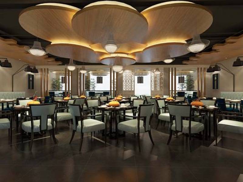 新中式中餐厅 新中式白色金属吊灯 新中式黑色木艺餐桌椅组合3D模型下载 新中式中餐厅 新中式白色金属吊灯 新中式黑色木艺餐桌椅组合3D模型下载