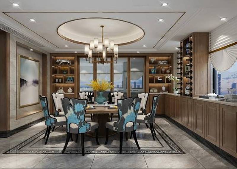 新中式别墅客厅餐厅3D模型下载 新中式别墅客厅餐厅3D模型下载
