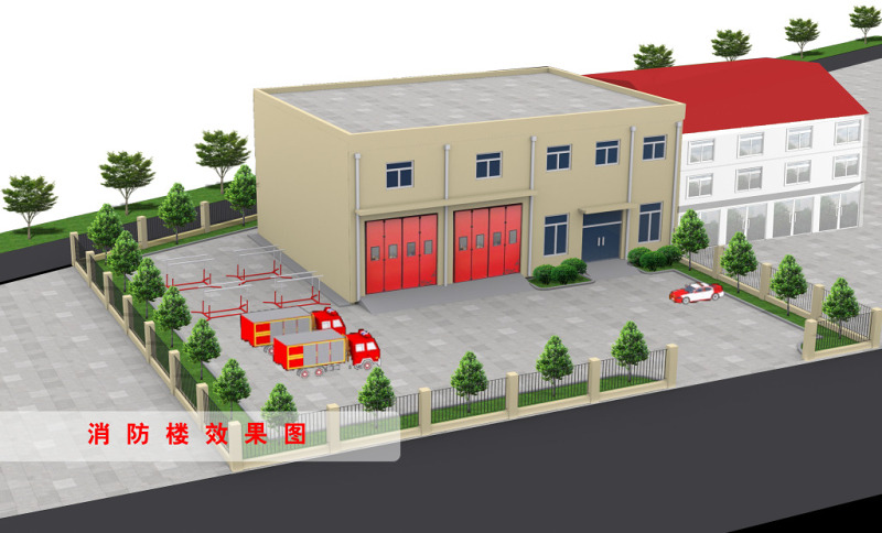 消防办公楼大院效果3DMax模型