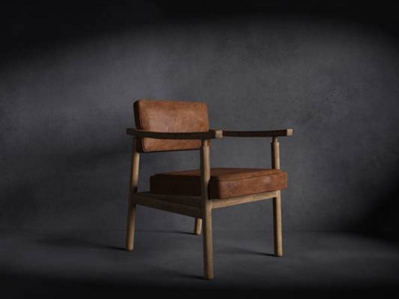 美式简约棕色皮质扶手椅3D模型下载 美式简约棕色皮质扶手椅3D模型下载