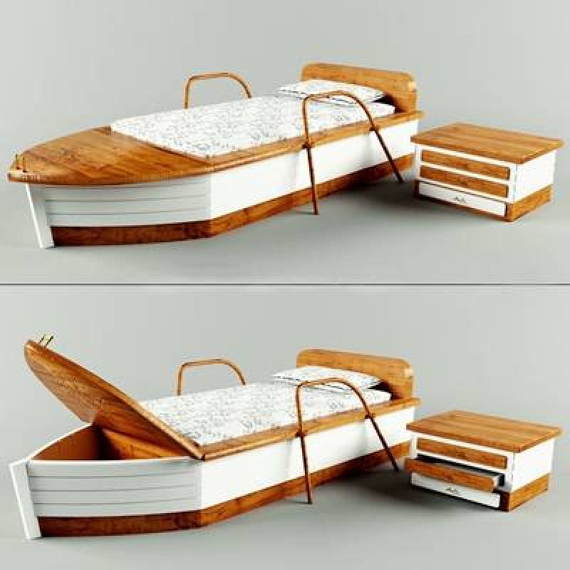现代实木船形创意儿童床3d模型下载 现代实木船形创意儿童床3d模型下载