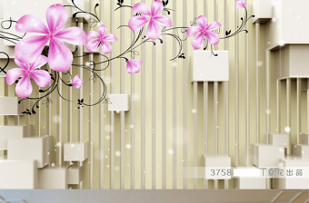 梦幻花卉立体3D背景墙