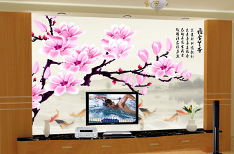 雅舍兰香中式九鱼图电视背景墙