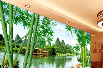 桂林山水青山绿水电视背景墙