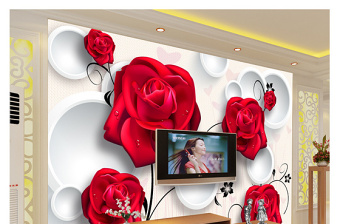玫瑰圆环3D背景墙