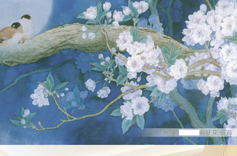 花鸟图水彩画中式背景墙