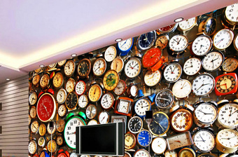 时尚钟表3d立体电视墙