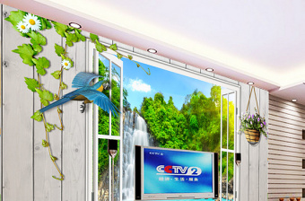 窗外风景3D立体时尚墙贴电视背景墙