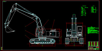 WY220挖掘机总图CAD图纸