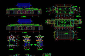 仿古山门建筑施工图CAD图纸