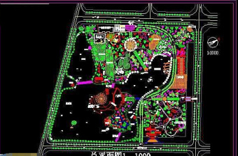 景湖公园cad规划绿化平面施工设计图