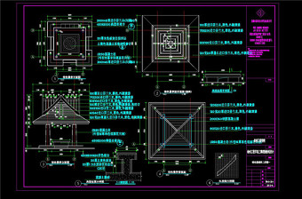 特色亭二大样图CAD景观图纸