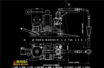 50吨轮式码头吸粮机CAD机械图纸