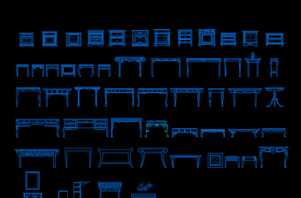 CAD立面桌椅模块图片