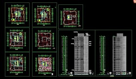 某高层点式住宅楼CAD平立面图纸