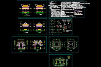 万佛亭施工图cad图纸