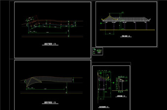 亭廊建筑施工图CAD图纸