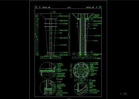 CAD现代式柱详图