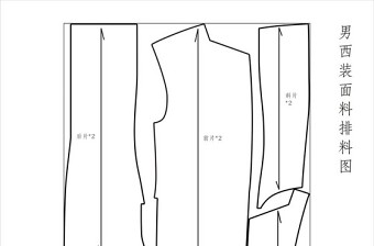 男西装面料排料图CAD1：5缩小